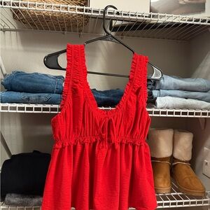 Source Unknown Vibrant Red Sleeveless Blouse